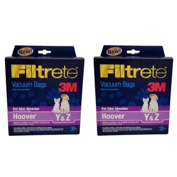 Filtrete Vacuum Bags Pet Odor Absorber Hoover Y&Z Micro Allergen w/Carbon Techno - Picture 1 of 2